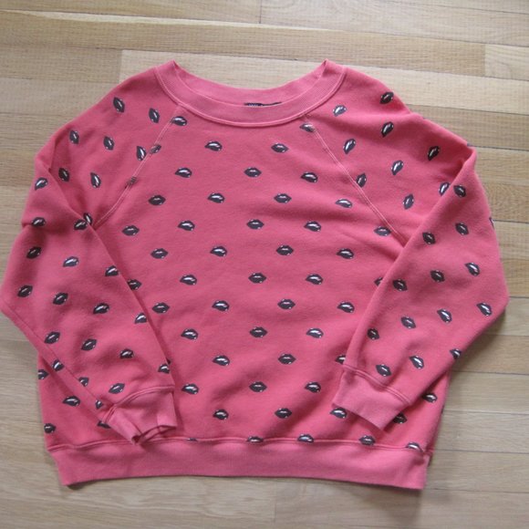 Wildfox Couture Lip Service Sweatshirt Red Boxy Pullover Sweater Top M - Picture 5 of 13